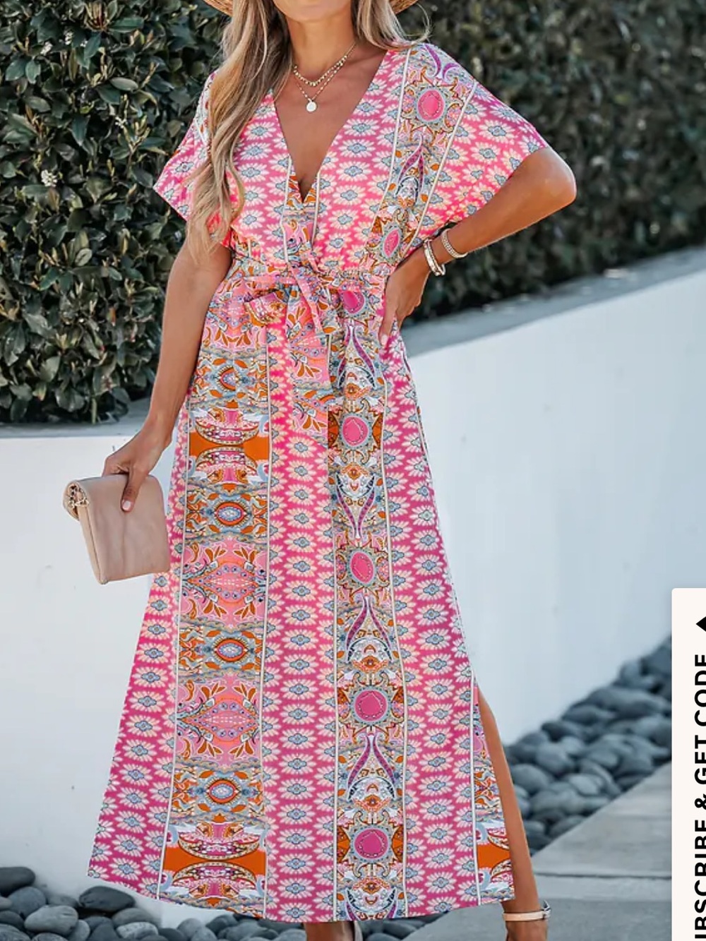 Cupshe Floral Paisley Belted Maxi Dress
